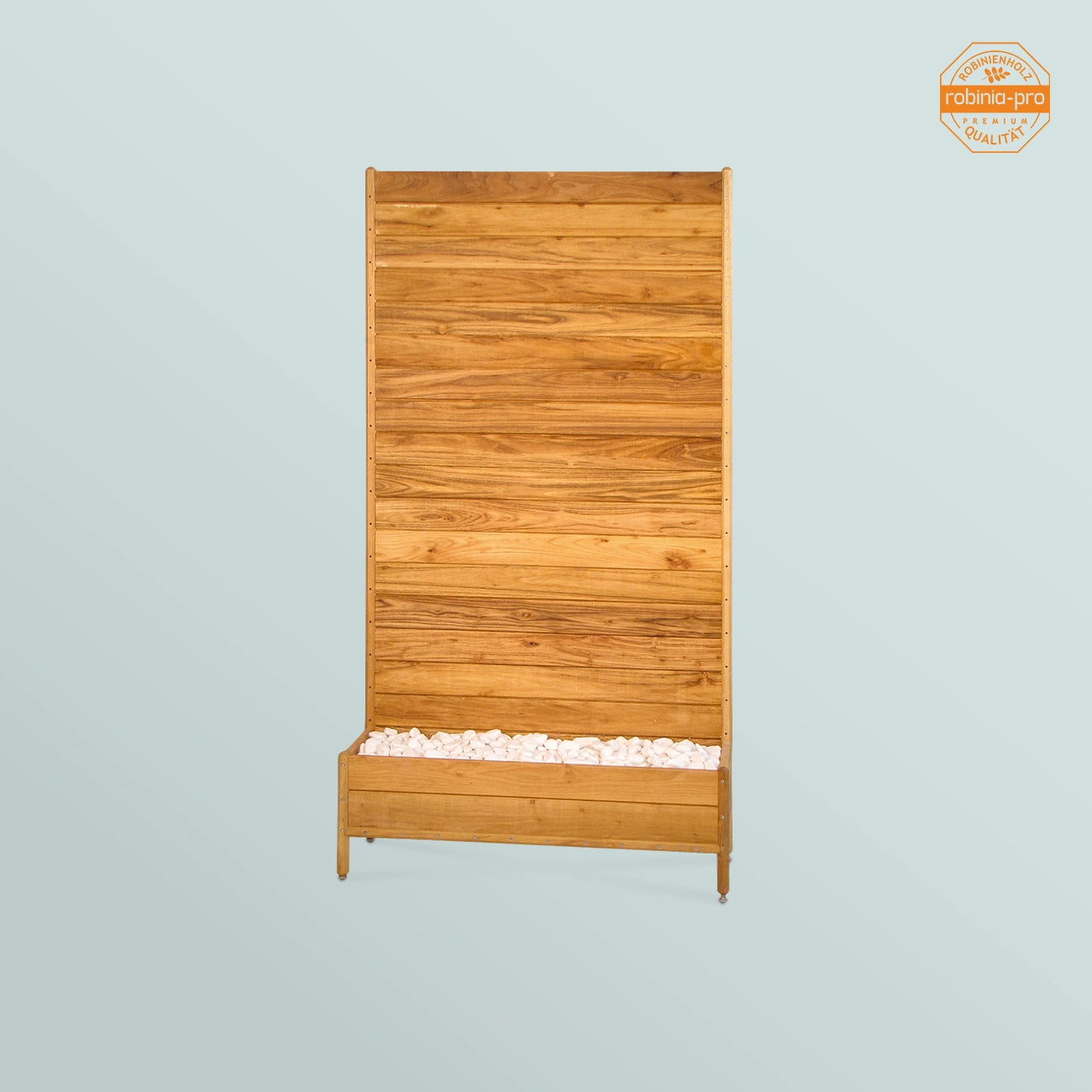 Robinia-Pro privacyscherm met stenen voet.