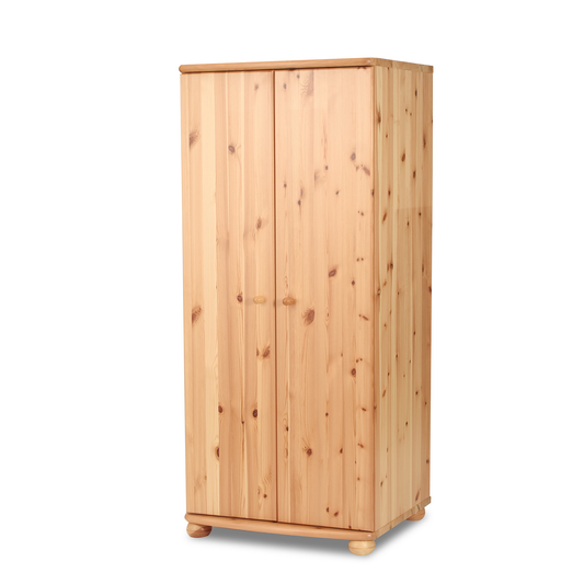 Claudia kledingkast 100% biologisch grenen | 2-deurs met kledingroede en legplanken van massief hout