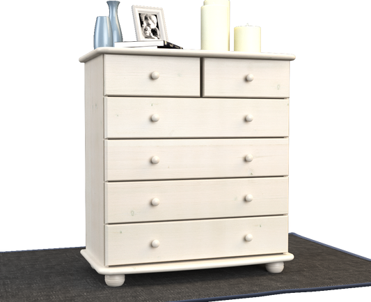 Anika Kommode Massivholz aus 100% Bio Kiefer | 6-Schubladen Sideboard für modernen Wohnstil