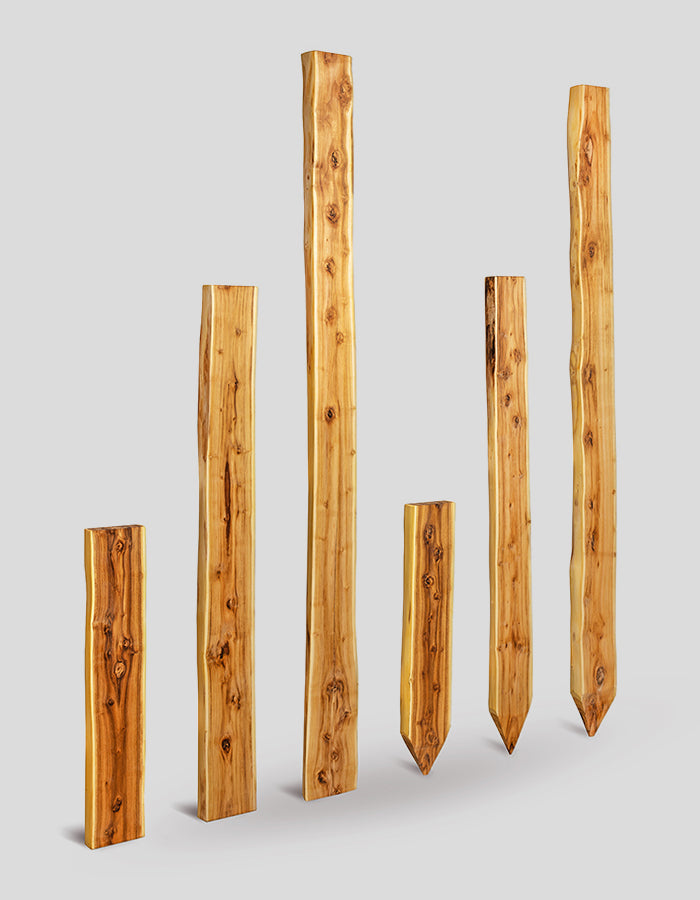 Bonanza-palen (zonder rand), geschuurd, rechte bovenkant gemaakt van robiniahout