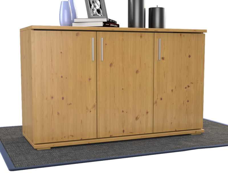 Nobis Kommode Bio Kiefer Massivholz | 3-Türig Sideboard mit Regalböden aus 100% Bio Kiefer