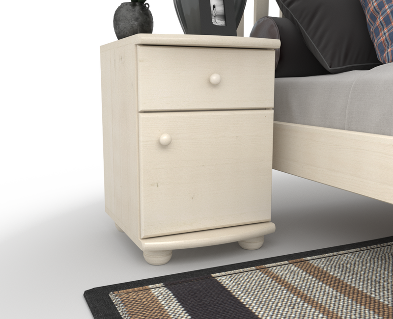 Claudia Nachttisch Kiefer Massivholz | 1-Schublade 1-Türig | 100% Bio Kiefer Nachtschrank