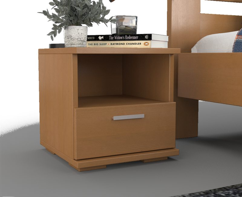 Nobis Kiefer Massivholz Nachttisch mit 1 Schublade und Regal | 100% Bio Kiefer