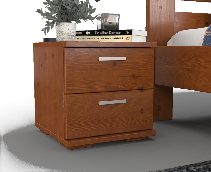 Nobis Kiefer Massivholz Nachttisch | 2-Schubladen Nachtschrank aus 100% Bio Kiefer