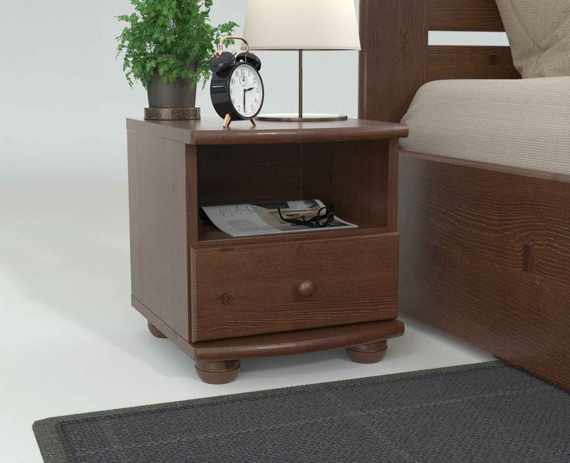 Claudia Kiefer Nachttisch Massivholz mit 1-Schublade und 1 Regal | 100% Bio Kiefer