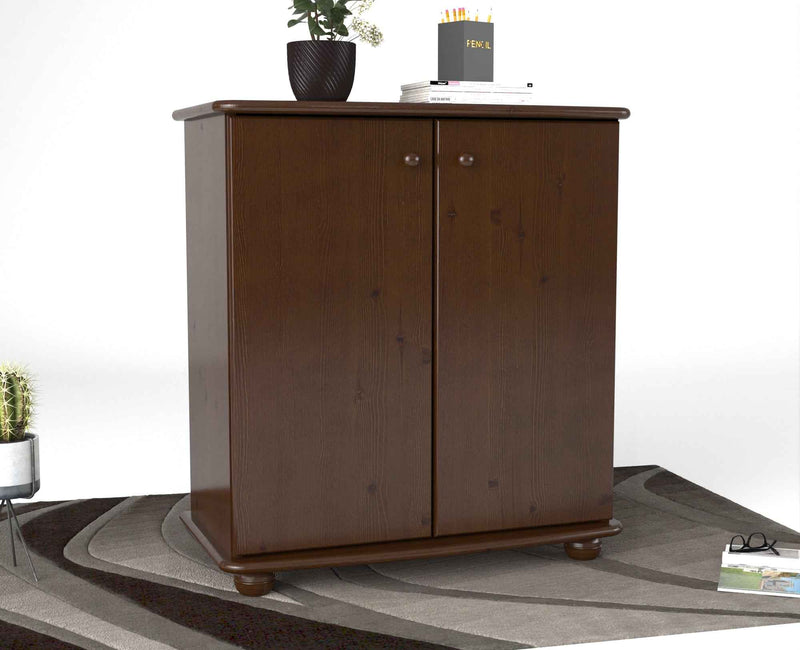 Anika Kommode Bio Kiefer Massivholz | 2-Türig Sideboard mit Regalfächer aus 100% Massivholz