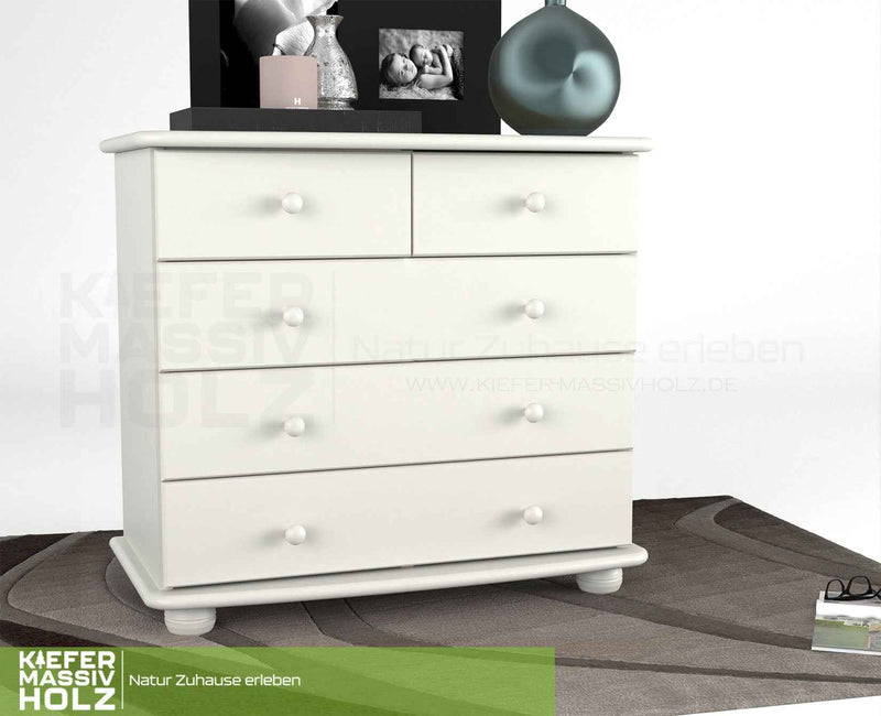 Claudia Kommode Bio Massivholz | Sideboard mit 3-XL Schubladen und 2 kleinen Anrichten