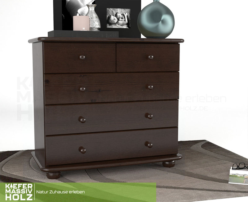 Claudia Kommode Bio Massivholz | Sideboard mit 3-XL Schubladen und 2 kleinen Anrichten