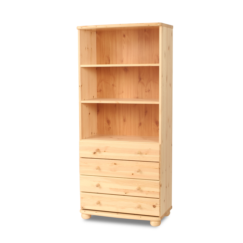 Claudia Büroschrank aus Massivholz | Aktenschrank Schubladenschrank | 4-Schubladen | 100% Bio Kiefer Massivholz