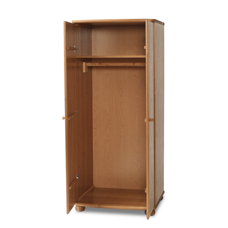 Claudia Kleiderschrank Bio Kiefer | Garderobenschrank 45 cm / 62 cm Tiefe aus 100% massivem Holz