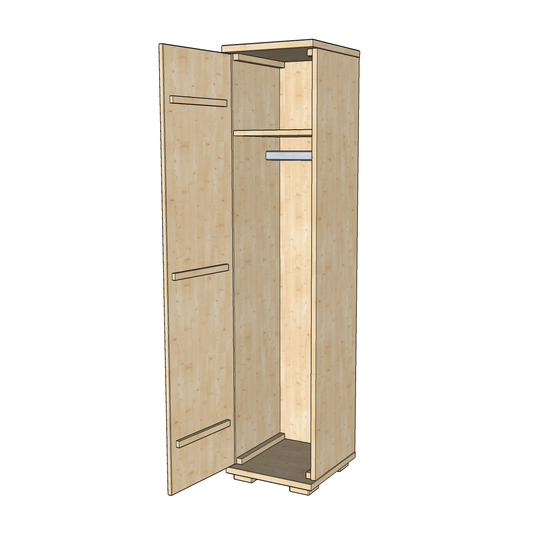Nobis Kleiderschrank Bio Kiefer | 42 cm Tiefe 1-Türig mit Kleiderstange aus 100% Bio Kiefer Massivholz
