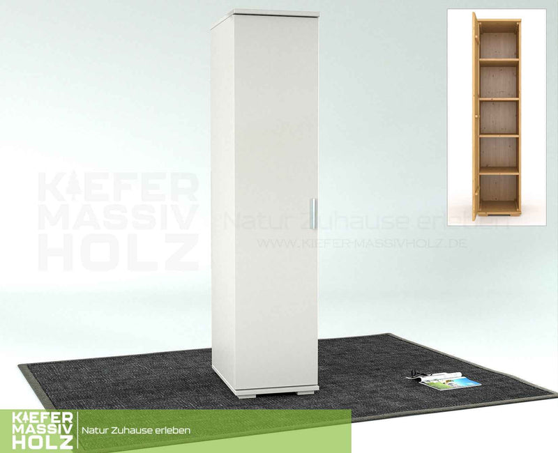 Nobis Kleiderschrank Bio Kiefer | 42 cm Tiefe 1-Türig mit Kleiderstange aus 100% Bio Kiefer Massivholz