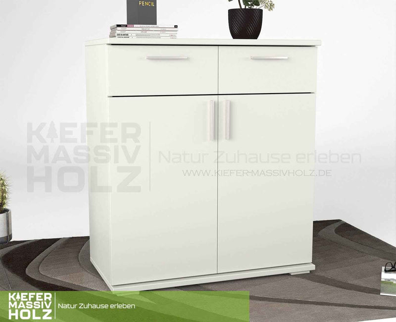 Nobis Kommode Massivholz 90-er | Anrichte | 2-Schubladen & 2-Türig | 100% Bio Kiefer