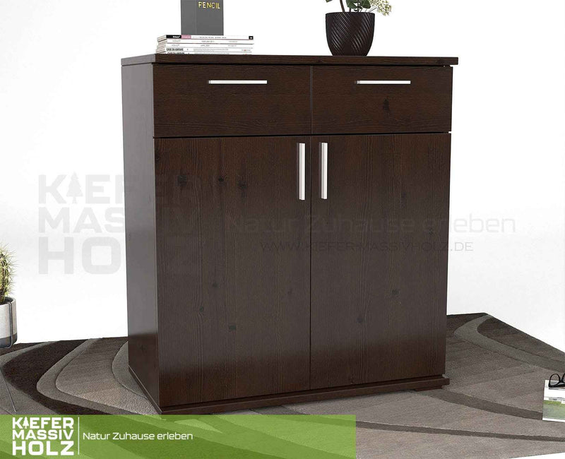 Nobis Kommode Massivholz 90-er | Anrichte | 2-Schubladen & 2-Türig | 100% Bio Kiefer