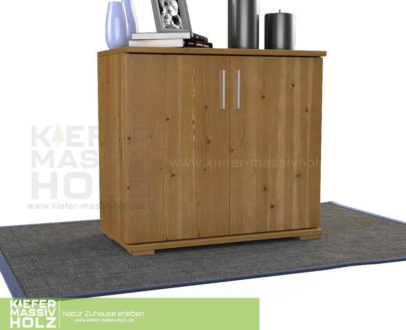 Nobis Kommode Massivholz | Sideboard Anrichte | 2-Türig | 90cm hoch | 100% Bio Kiefer Massivholz