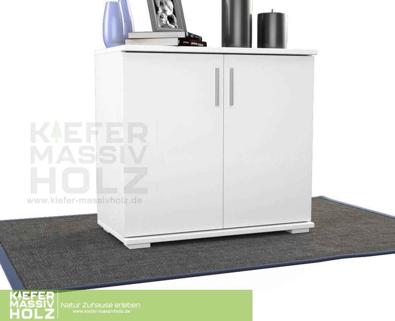 Nobis Kommode Massivholz | Sideboard Anrichte | 2-Türig | 90cm hoch | 100% Bio Kiefer Massivholz