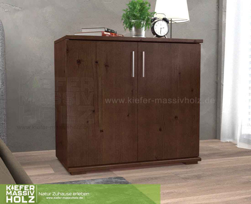 Nobis Kommode Massivholz | Sideboard Anrichte | 2-Türig | 90cm hoch | 100% Bio Kiefer Massivholz