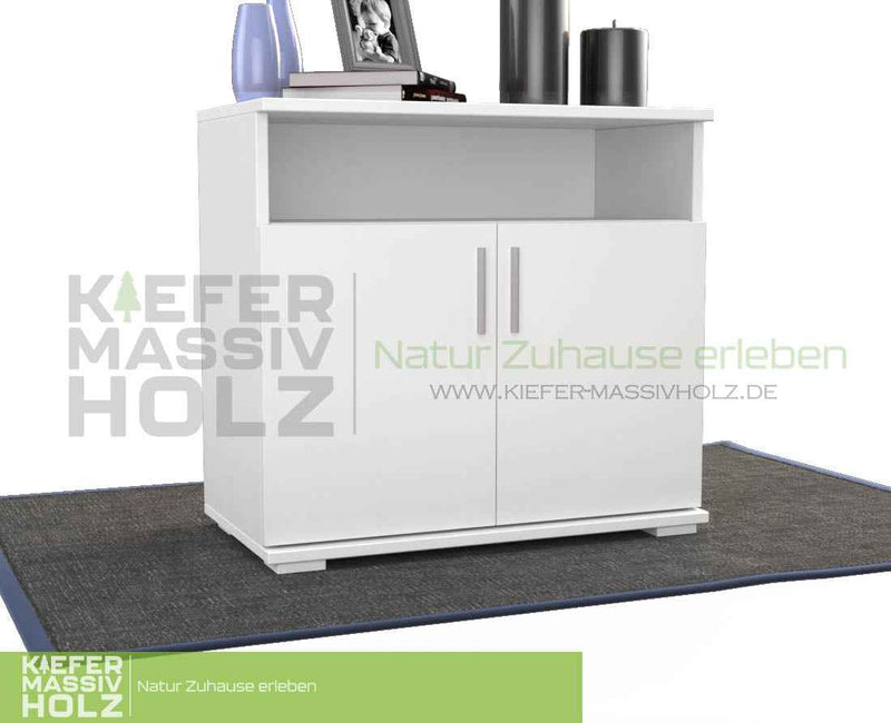 Nobis Kommode Sideboard Bio Kiefer Massivholz | 2-Türig mit Regalfach | 100% Natürliches Design