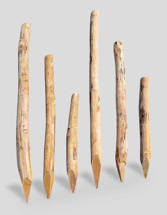 Robinia palen, rond, geschild, recht aan de bovenkant 