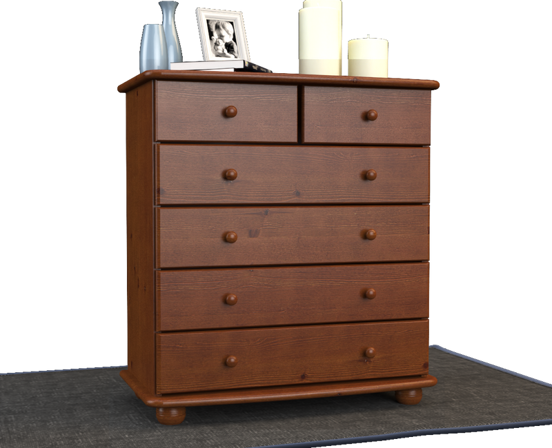 Anika Kommode Massivholz aus 100% Bio Kiefer | 6-Schubladen Sideboard für modernen Wohnstil