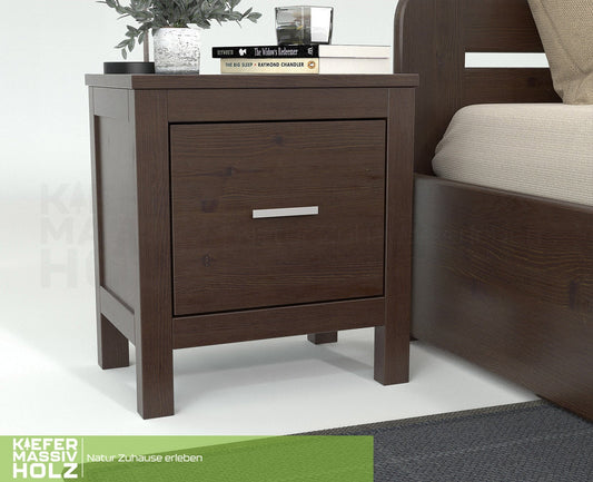 Nachttisch aus Massivholz, Kiefer, mit Schublade – Premium Line Natur